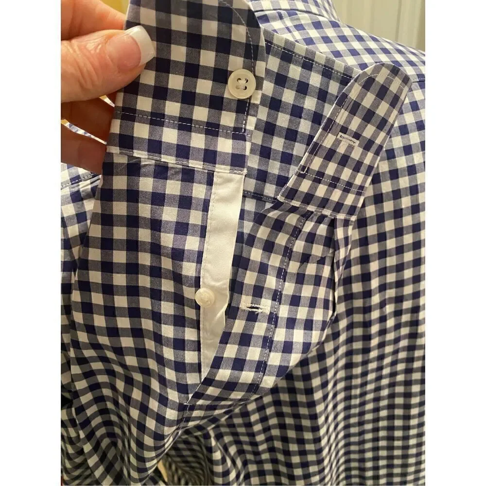 J. Crew Men’s Ludlow Blue & White Gingham Casual Button Front Shirt Size M